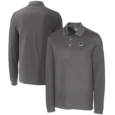 Men's Cutter & Buck  Gray Penn State Nittany Lions Alumni Logo Advantage Tri-Blend Pique Long Sleeve DryTec Polo