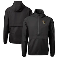 Men's Cutter & Buck  Black Florida State Seminoles Alumni Logo Charter Eco Knit Recycled Anorak Half-Zip Jacket