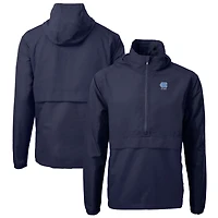 Men's Cutter & Buck  Navy North Carolina Tar Heels Alumni Logo Charter Eco Knit Recycled Anorak Half-Zip Jacket