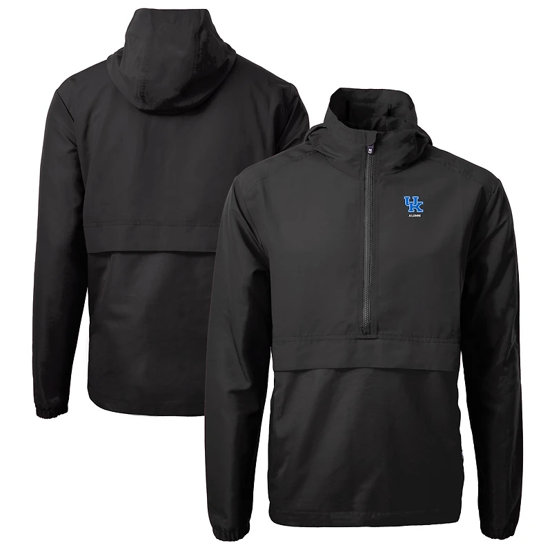 Men's Cutter & Buck  Black Kentucky Wildcats Alumni Logo Charter Eco Knit Recycled Anorak Half-Zip Jacket