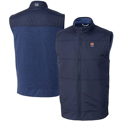 Men's Cutter & Buck  Navy Auburn Tigers Alumni Logo Stealth Hybrid Quilted Windbreaker Full-Zip Vest