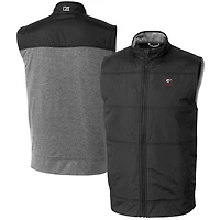 Men's Cutter & Buck  Black Georgia Bulldogs Alumni Logo Stealth Hybrid Quilted Windbreaker Full-Zip Vest