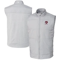 Men's Cutter & Buck  Gray Texas A&M Aggies Alumni Logo Stealth Hybrid Quilted Windbreaker Full-Zip Vest