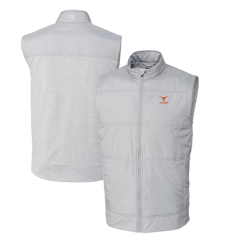 Men's Cutter & Buck  Gray Texas Longhorns Alumni Logo Stealth Hybrid Quilted Windbreaker Full-Zip Vest