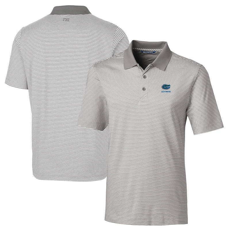 Men's Cutter & Buck  Gray Florida Gators Alumni Logo Forge Tonal Stripe Stretch Polo