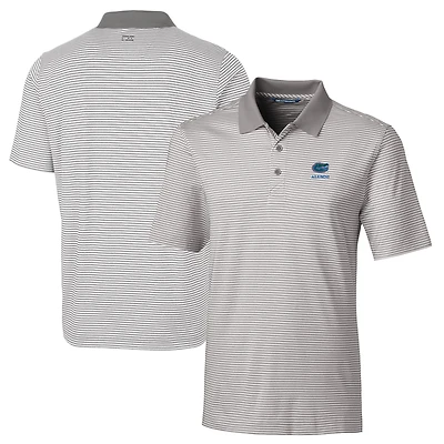 Men's Cutter & Buck  Gray Florida Gators Alumni Logo Forge Tonal Stripe Stretch Polo