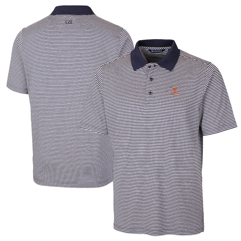Men's Cutter & Buck  Navy Texas Longhorns Alumni Logo Forge Tonal Stripe Stretch Polo