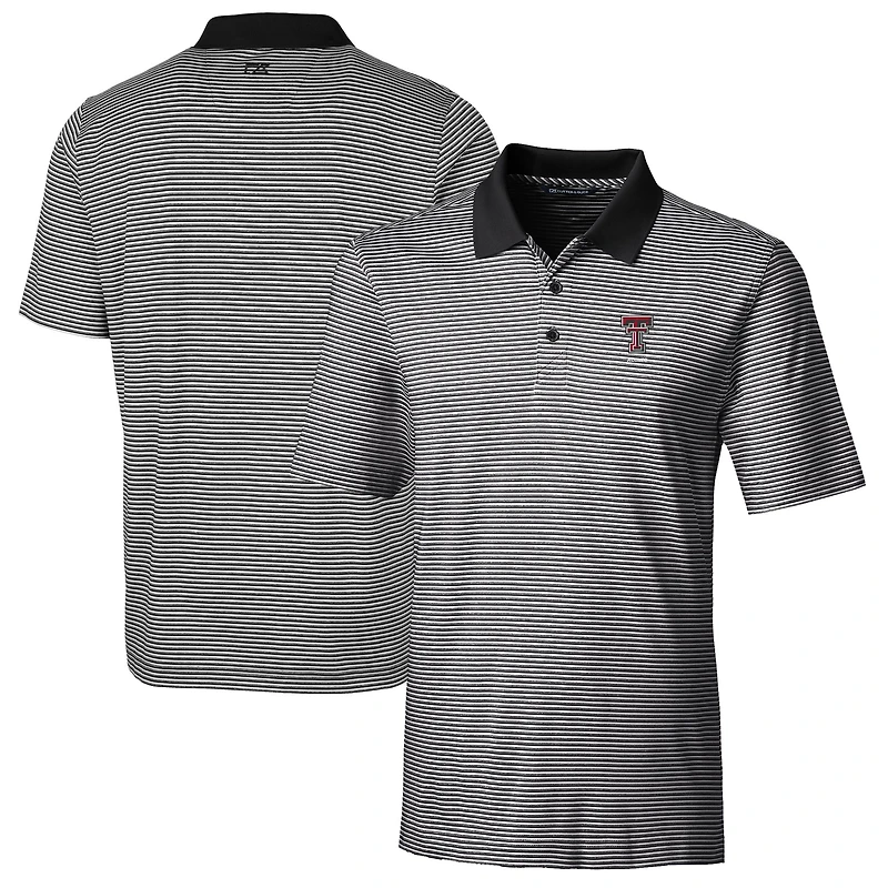 Men's Cutter & Buck  Black Texas Tech Red Raiders Alumni Logo Forge Tonal Stripe Stretch Polo
