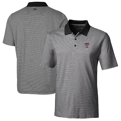 Men's Cutter & Buck  Black Texas Tech Red Raiders Alumni Logo Forge Tonal Stripe Stretch Polo