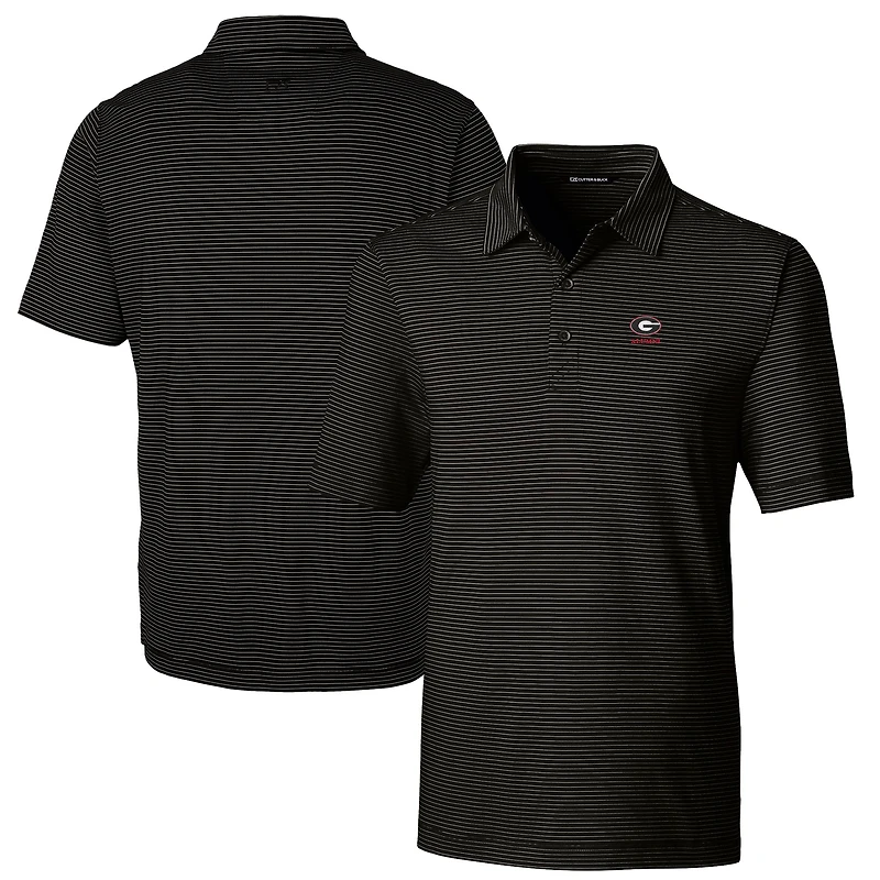 Men's Cutter & Buck  Black Georgia Bulldogs Alumni Logo Forge Pencil Stripe Stretch DryTec Polo