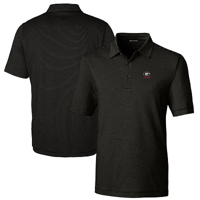Men's Cutter & Buck  Black Georgia Bulldogs Alumni Logo Forge Pencil Stripe Stretch DryTec Polo