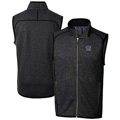 Men's Cutter & Buck  Heather Charcoal Florida Gators Alumni Logo Mainsail Sweater Knit Fleece Full-Zip Vest