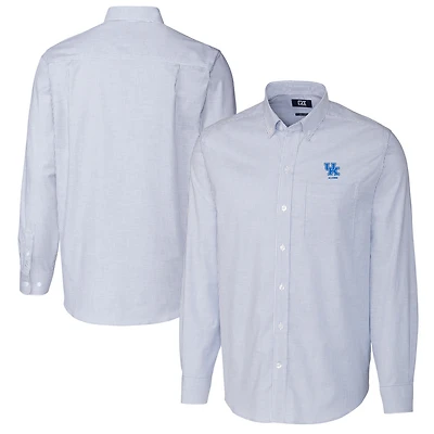 Men's Cutter & Buck  Royal Kentucky Wildcats Alumni Logo Stretch Oxford Stripe Long Sleeve Button-Down Shirt