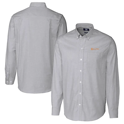 Men's Cutter & Buck  Charcoal Tennessee Volunteers Alumni Logo Stretch Oxford Stripe Long Sleeve Button-Down Shirt