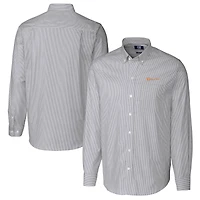 Men's Cutter & Buck  Charcoal Tennessee Volunteers Alumni Logo Stretch Oxford Stripe Long Sleeve Button-Down Shirt