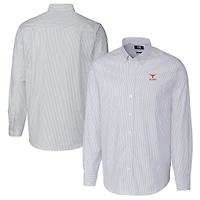 Men's Cutter & Buck  Light Blue Texas Longhorns Alumni Logo Stretch Oxford Stripe Long Sleeve Button-Down Shirt