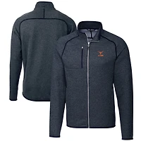 Men's Cutter & Buck  Heather Navy Texas Longhorns Alumni Logo Mainsail Sweater-Knit Full-Zip Jacket
