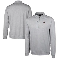 Men's Cutter & Buck  Gray Georgia Bulldogs Alumni Logo Stealth Heathered Quarter-Zip Pullover Top