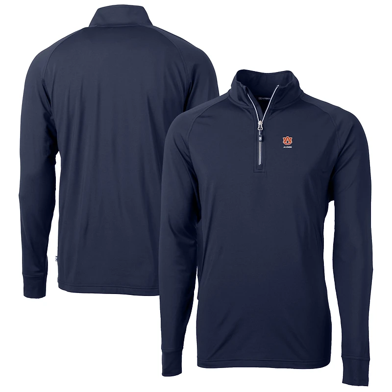Men's Cutter & Buck  Navy Auburn Tigers Alumni Logo Adapt Eco Knit Stretch Recycled Quarter-Zip Pullover Top