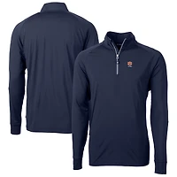 Men's Cutter & Buck  Navy Auburn Tigers Alumni Logo Adapt Eco Knit Stretch Recycled Quarter-Zip Pullover Top