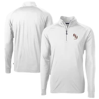 Men's Cutter & Buck  White Florida State Seminoles Alumni Logo Adapt Eco Knit Stretch Recycled Quarter-Zip Pullover Top