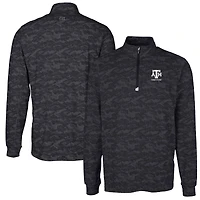 Men's Cutter & Buck  Black Texas A&M Aggies Alumni Logo Traverse Camo Print Stretch Quarter-Zip Pullover Top