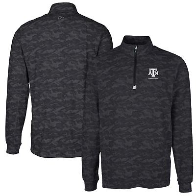Men's Cutter & Buck  Black Texas A&M Aggies Alumni Logo Traverse Camo Print Stretch Quarter-Zip Pullover Top