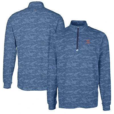Men's Cutter & Buck  Navy Texas Longhorns Alumni Logo Traverse Camo Print Stretch Quarter-Zip Pullover Top