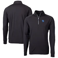 Men's Cutter & Buck  Black Kentucky Wildcats Alumni Logo Adapt Eco Knit Stretch Recycled Quarter-Zip Pullover Top