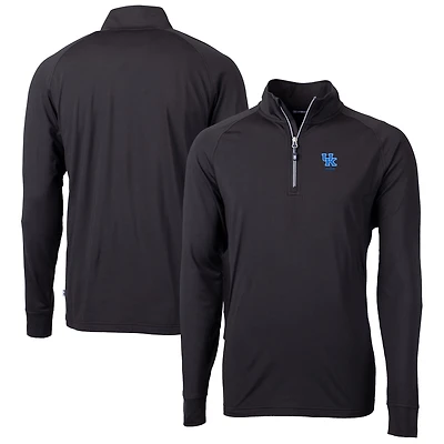 Men's Cutter & Buck  Black Kentucky Wildcats Alumni Logo Adapt Eco Knit Stretch Recycled Quarter-Zip Pullover Top