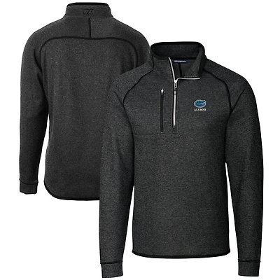 Men's Cutter & Buck  Heather Charcoal Florida Gators Alumni Logo Mainsail Sweater-Knit Half-Zip Pullover Jacket
