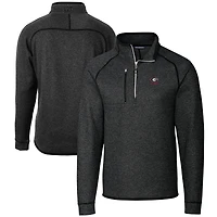 Men's Cutter & Buck  Heather Charcoal Georgia Bulldogs Alumni Logo Mainsail Sweater-Knit Half-Zip Pullover Jacket