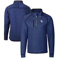 Men's Cutter & Buck  Heather Royal Kentucky Wildcats Alumni Logo Mainsail Sweater-Knit Half-Zip Pullover Jacket