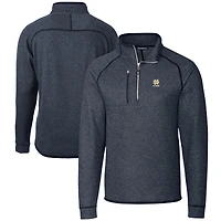 Men's Cutter & Buck  Heather Navy Notre Dame Fighting Irish Alumni Logo Mainsail Sweater-Knit Half-Zip Pullover Jacket