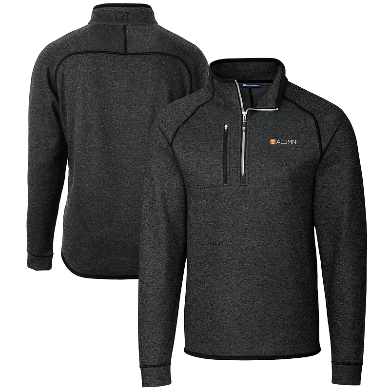 Men's Cutter & Buck  Heather Charcoal Tennessee Volunteers Alumni Logo Mainsail Sweater-Knit Half-Zip Pullover Jacket