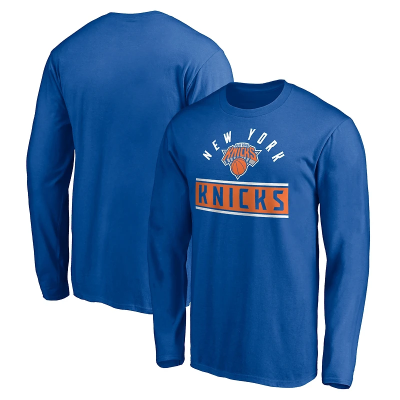 Men's Blue New York Knicks Team Arch Knockout Long Sleeve T-Shirt