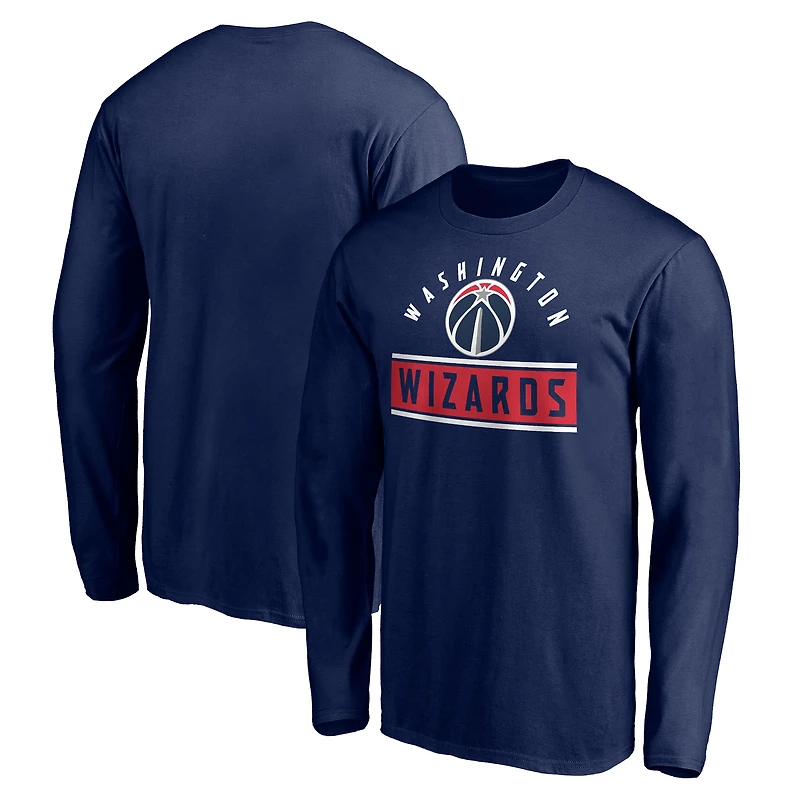 Men's Navy Washington Wizards Team Arch Knockout Long Sleeve T-Shirt