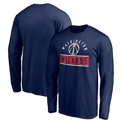 Men's Navy Washington Wizards Team Arch Knockout Long Sleeve T-Shirt