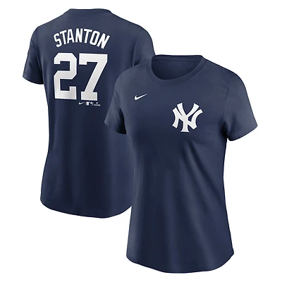 Women's Nike Giancarlo Stanton Navy New York Yankees Cooperstown Collection Fuse Name & Number T-Shirt