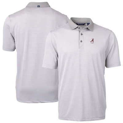 Men's Cutter & Buck  Gray Alabama Crimson Tide Alumni Logo Virtue Eco Pique Micro Stripe Recycled Polo