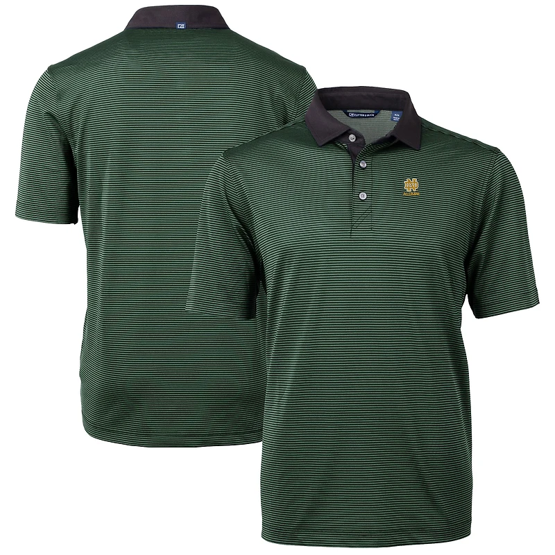Men's Cutter & Buck Green Notre Dame Fighting Irish Alumni Logo Virtue Eco Pique Micro Stripe Recycled Polo