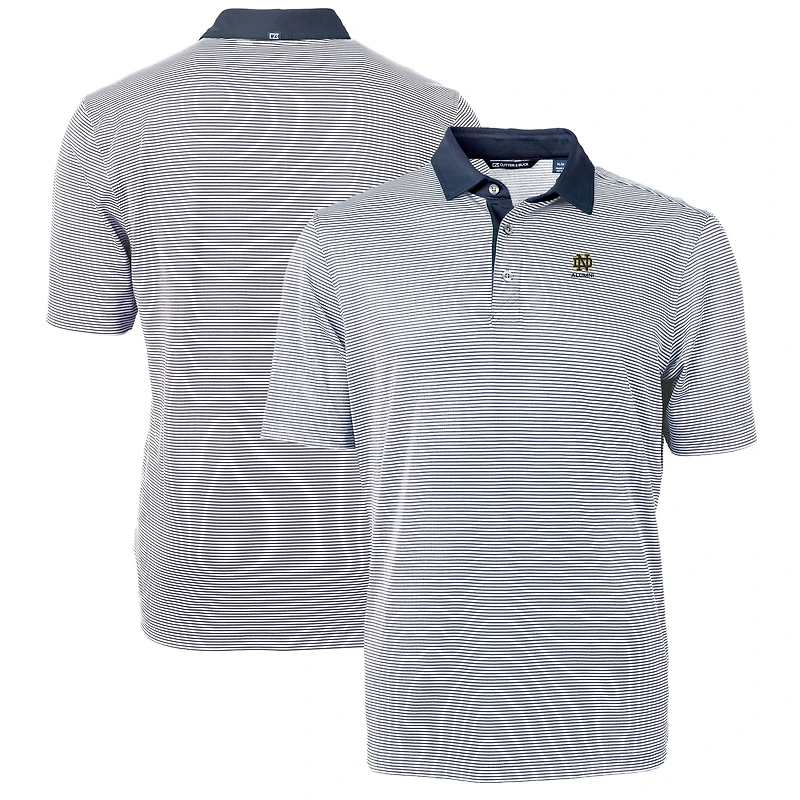 Men's Cutter & Buck  Navy Notre Dame Fighting Irish Alumni Logo Virtue Eco Pique Micro Stripe Recycled Polo