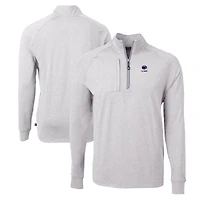 Men's Cutter & Buck  Heather Gray Penn State Nittany Lions Alumni Logo Adapt Eco Knit Heathered Recycled Quarter-Zip Pullover Top