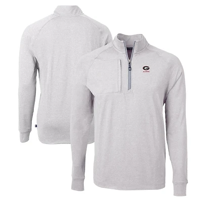 Men's Cutter & Buck  Heather Gray Georgia Bulldogs Alumni Logo Adapt Eco Knit Heathered Recycled Quarter-Zip Pullover Top