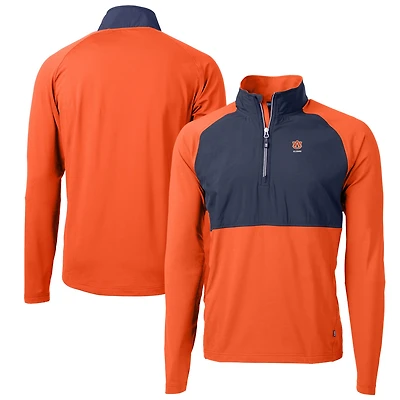 Men's Cutter & Buck  Orange Auburn Tigers  Adapt Eco Knit Hybrid Recycled Quarter-Zip Pullover Top