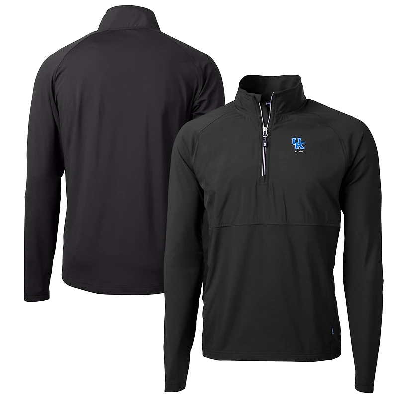 Men's Cutter & Buck  Black Kentucky Wildcats Alumni Logo Adapt Eco Knit Hybrid Recycled Quarter-Zip Pullover Top