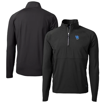 Men's Cutter & Buck  Black Kentucky Wildcats Alumni Logo Adapt Eco Knit Hybrid Recycled Quarter-Zip Pullover Top