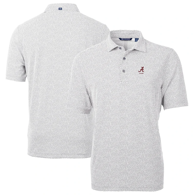 Men's Cutter & Buck  Gray Alabama Crimson Tide Alumni Logo DryTec Virtue Eco Pique Botanical Print Recycled Polo