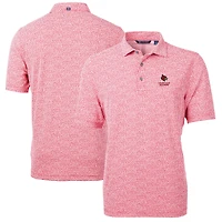 Men's Cutter & Buck  Red Louisville Cardinals Alumni Logo DryTec Virtue Eco Pique Botanical Print Recycled Polo