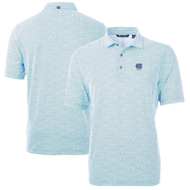 Men's Cutter & Buck  Carolina Blue North Carolina Tar Heels Alumni Logo DryTec Virtue Eco Pique Botanical Print Recycled Polo